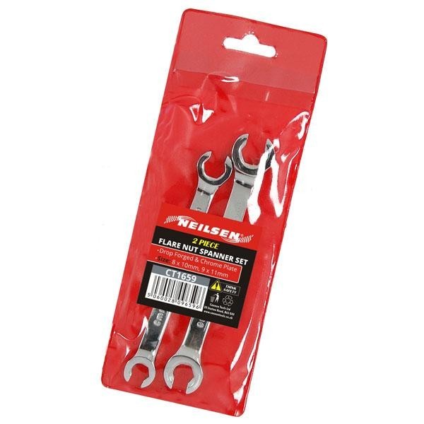 Neilsen Flare Nut Wrench Open-Ended Brake Pipe Spanner Set 9mm, 8mm, 10mm, 11mm