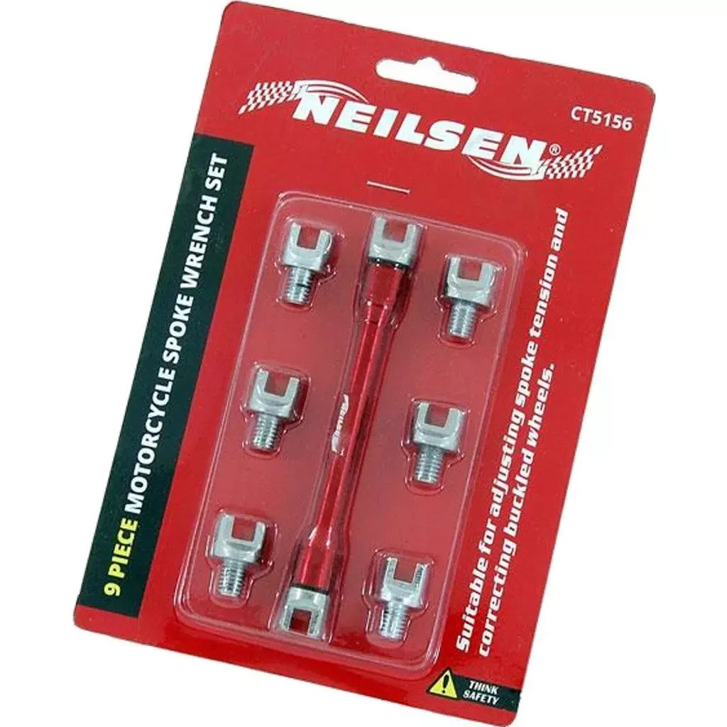 9pc Motorcycle Spoke Wrench Set Adjusts Tension Corrects Buckled Wheels CT5156