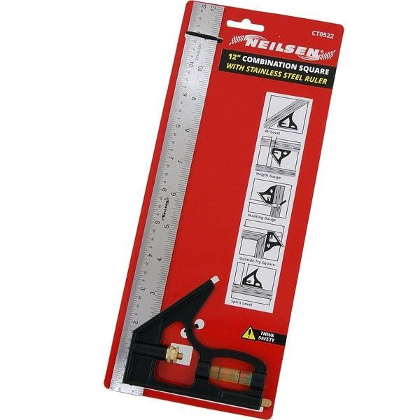 12" Combination Square with Stainless steel ruler/Spirit level CT0522 Neilsen
