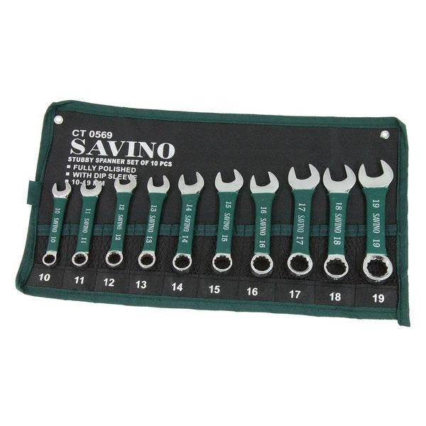 Savino 10pc Stubby Metric Combination Spanner Wrench Set 10mm - 19mm