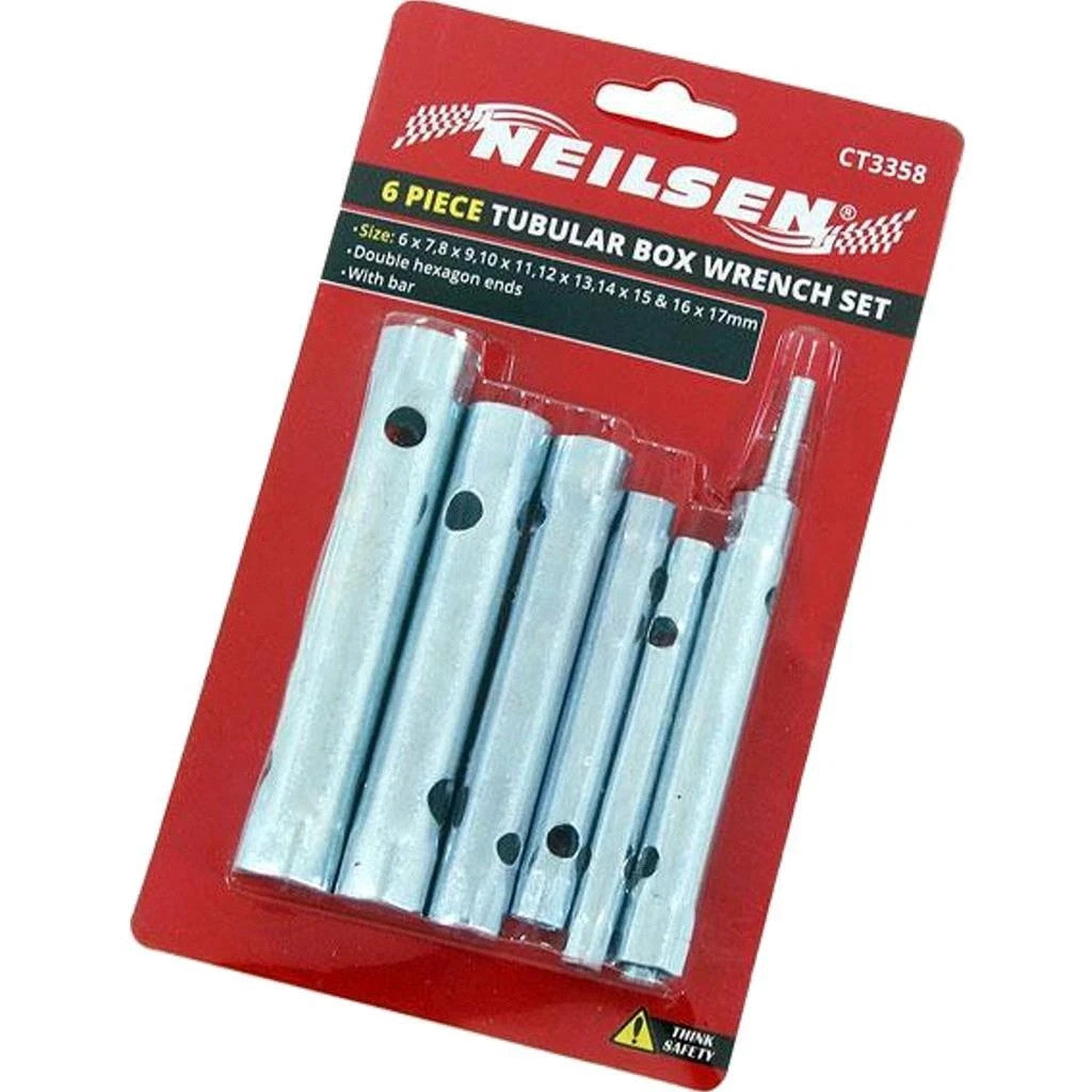 6pc Tubular Box Wrench Set Long Tube Spanner Plumber Mechanic 6mm-17mm CT3358