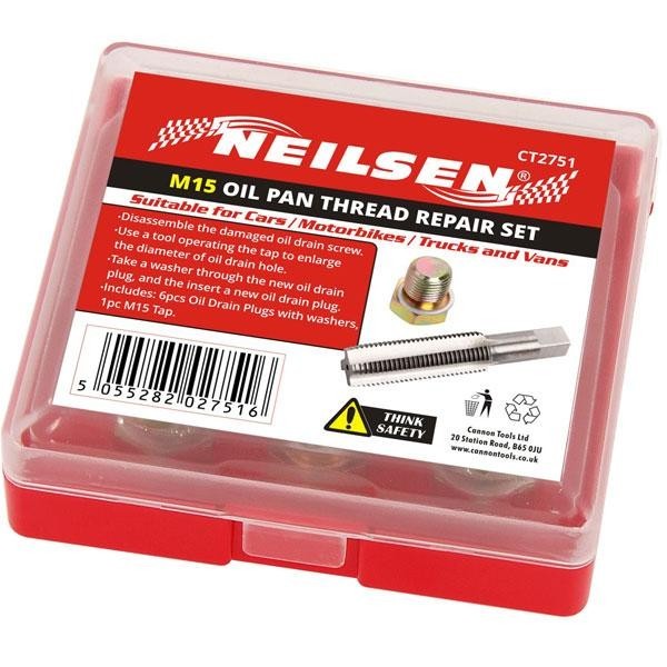 Neilsen Oil Sump Plug Pan Thread Repair Kit M14 Re-taps To M15 14mm To 15mm