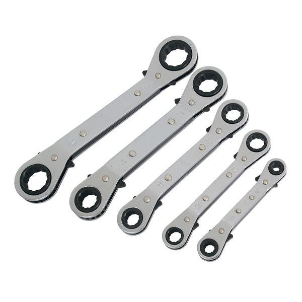 5PC SPANNER SET OFFSET METRIC REVERSIBLE RATCHET RING WRENCH SET 6-21MM CT1624