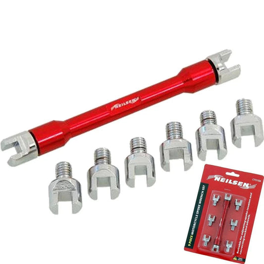 9pc Motorcycle Spoke Wrench Set Adjusts Tension Corrects Buckled Wheels CT5156