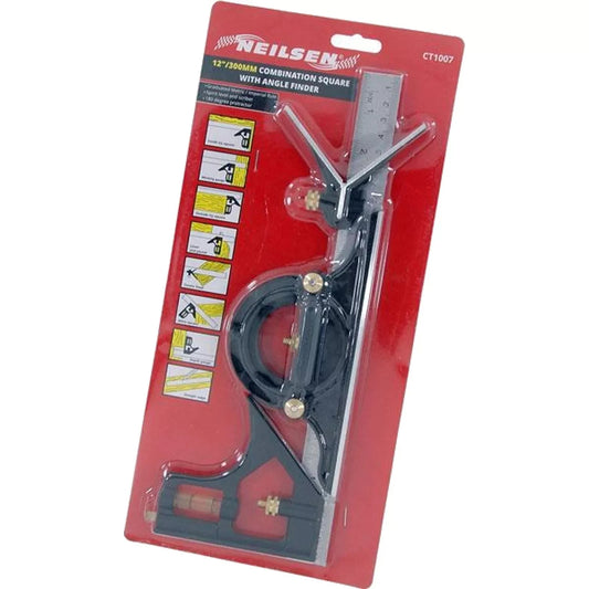 12" Adjustable Combination Tri Square Sliding Angle Finder Ruler Level CT1007