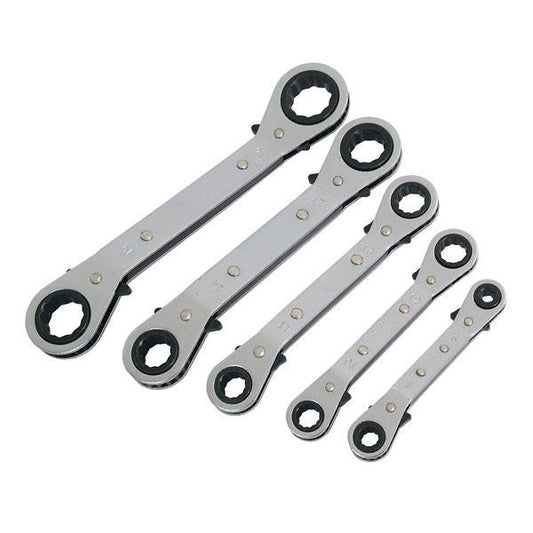 5PC SPANNER SET OFFSET METRIC REVERSIBLE RATCHET RING WRENCH SET 6-21MM CT1624